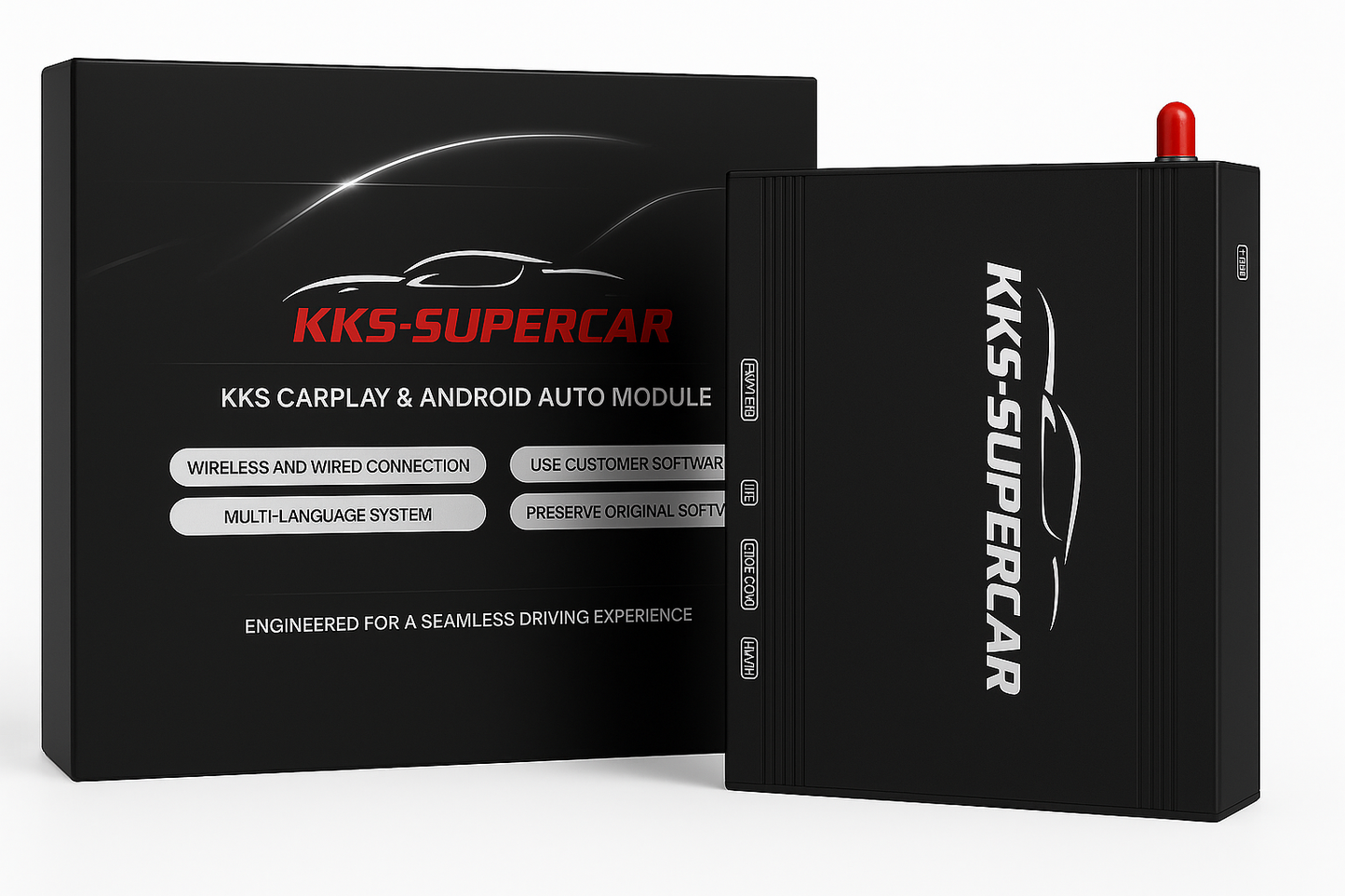 CarPlay and Android Auto module box and device for wireless car connectivity and integration