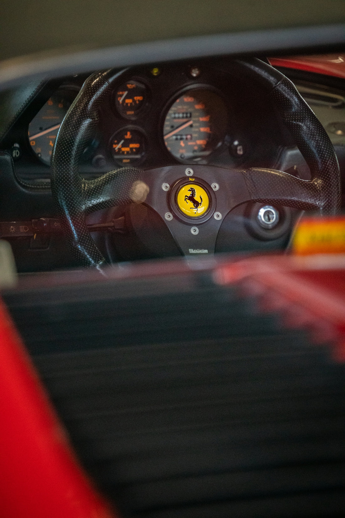 the interior of a ferrari sports car