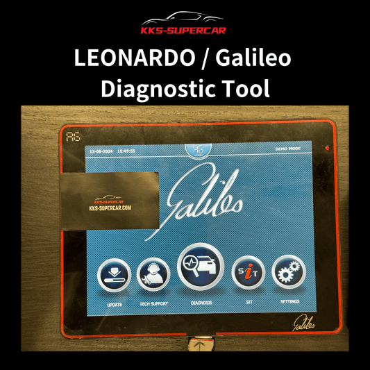 Leonardo Galileo diagnostic tool touchscreen interface for exotic car diagnostics