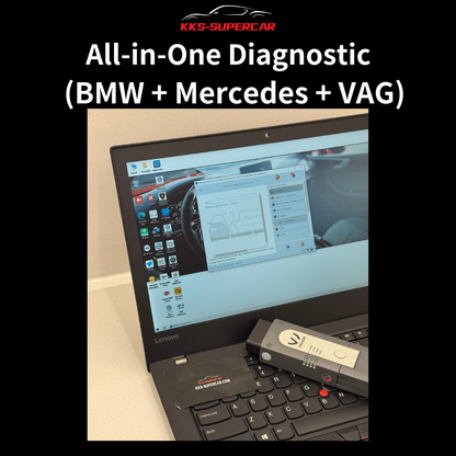 All-in-one car diagnostic tool for BMW, Mercedes, VAG on Lenovo laptop with diagnostic software